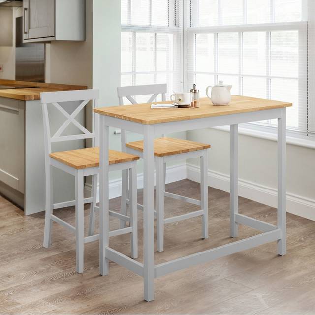 2 - Person Solid Wood Dining Set - Oak (110cm H X 32cm D X 51cm L)