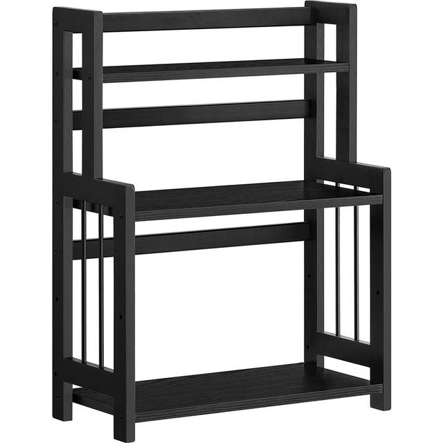 SONGMICS Spice Rack, 3-Tier Countertop Storage Shelf, Desktop Organiser With Bamboo Frame, For Kitchen, Dining Room, Office, Ebony Black