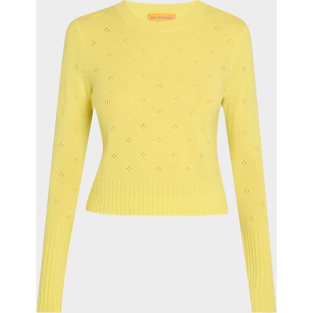 Shrunken Pointelle Crewneck Cashmere Pullover - Light/Pastel Yellow - X-Large