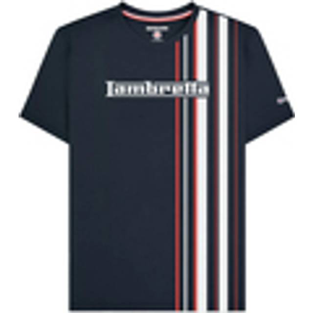 (M, Navy/Red/White) Lambretta Mens SS25 Racing Stripe T-Shirt