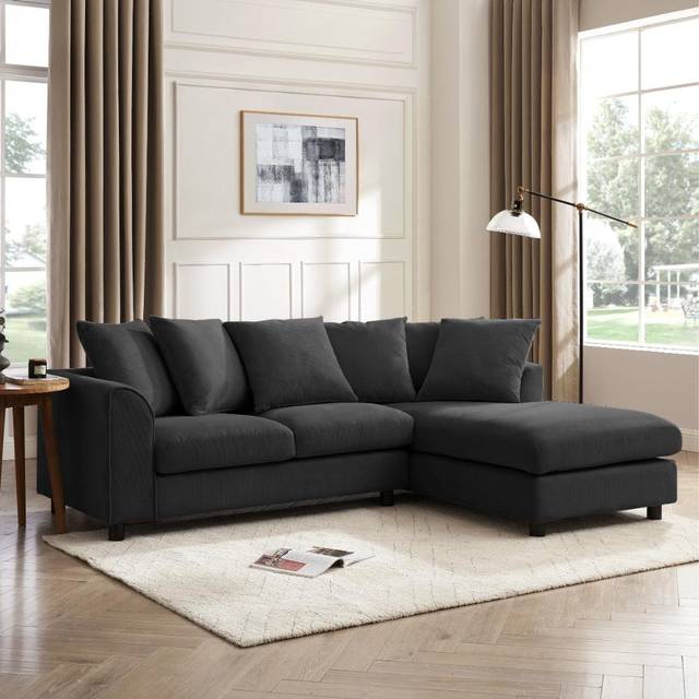 Fenwick Corner Sofa - Grey (83cm H X 212cm W X 85cm D)