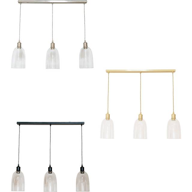 Valuelights Kira Glass Cloche Dome 3 Drop Bar Diner Ceiling Pendant Light In Silver - One Size