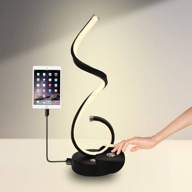 LED Touch Control Creative Table Light Bedside Lamp Spiral Black 3 Colors Dimmable Desk Lamp for Bedroom Nightstand Lamps Bookshelf Office Desk Lamp