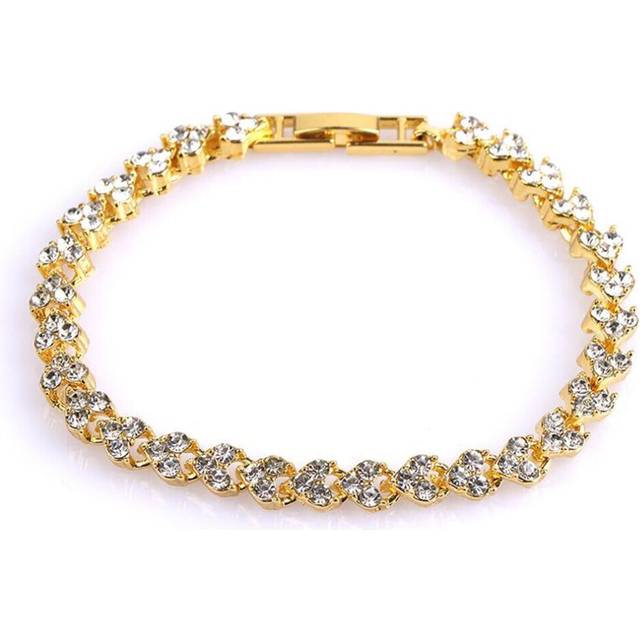 (gold) Magnetic Therapy Bracelet Beads Health Care Weight Loss Jewelry Women's Crystal