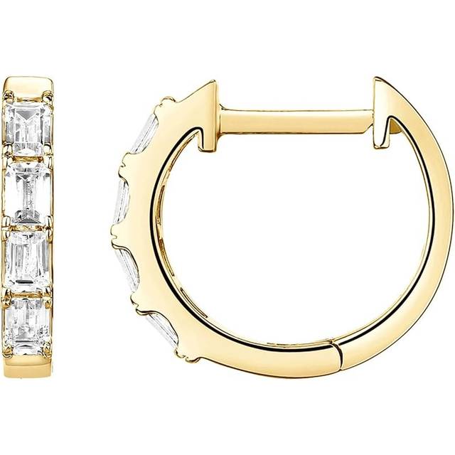 14K Gold Plated Sterling Silver Post Inlaid Square Zirconia Huggies Earrings for Women