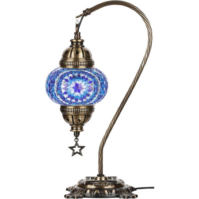 DEMMEX Turkish Moroccan Mosaic Table Lamp for Bedroom, Living Room - Tiffany Style Desk Bedside Lamp, Lampshade, Glass Mosaics & Beads, Decorated