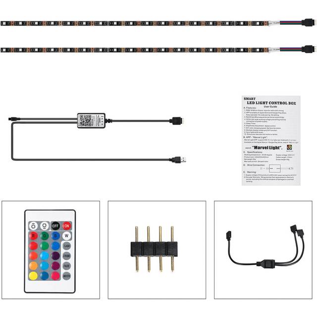 (1M-2pcs) LED Light Strip bluetooth APP+Remote+Voice Control Ceiling Background