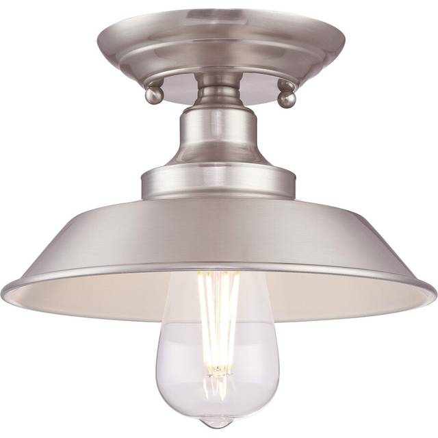 Westinghouse Lighting 63700 Iron Hill 22 cm, One-Light Indoor Semi-Flush Mount Ceiling Fixture, Brushed Nickel Finish