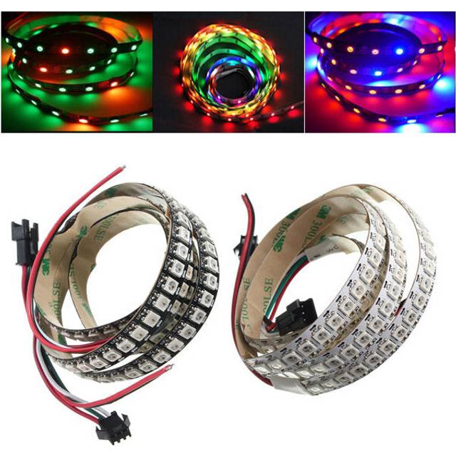 (White PCB) 1M WS2812B 5050 RGB Changeable LED Strip Light 144 Leds Non-waterproof Individual Addressable 5V