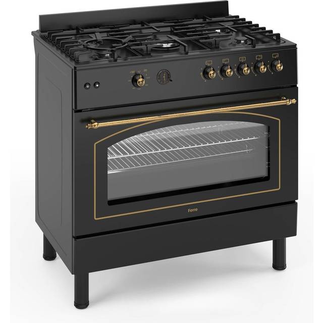 Ferre 90cm Gas Range Cooker With Double Turbo Fan & 5 Burner(1 Wok) Gas Hob - Black