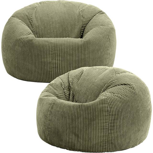 Corduroy Refillable Bean Bag Sofa - Green (Large)