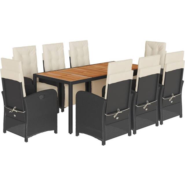 Rectangular 8 - Person 190cm Long Dining Set with Cushions - Brown (8)