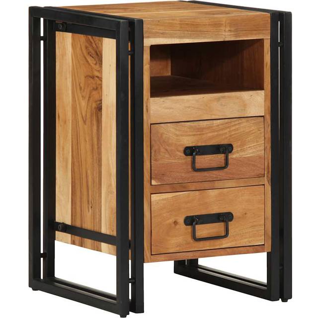 Bedside Cabinet 40X40x59 Cm Solid Wood Acacia - Brown (59cm H X 40cm W X 40cm D)