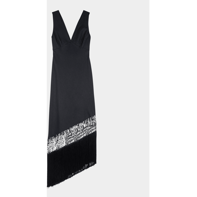Tamara Asymmetric Midi Dress - BLACK - Large