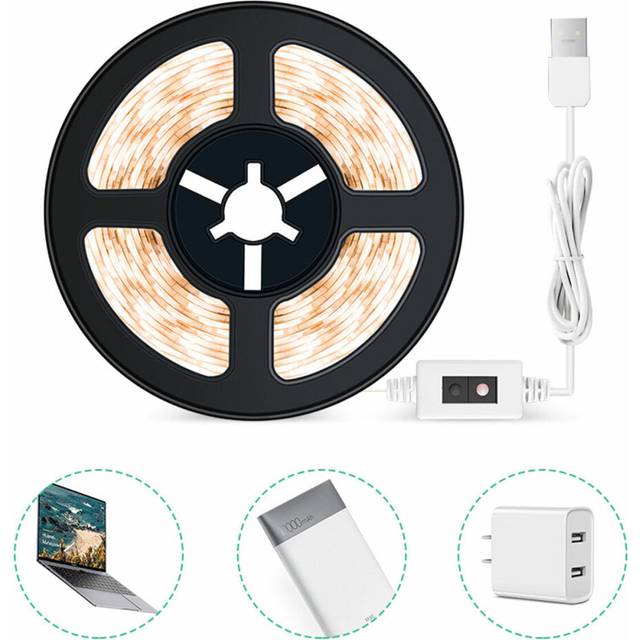 (4M) 1/2/3/4/5M Warm White 60/120/180/240/300 LED Strip Light 2835 Flexible Sensor String Light For Room