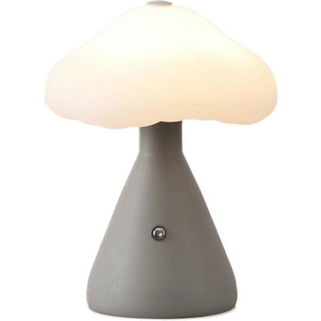 (Gray, One size) Mushroom Lamp for Bedroom, Portable Dimmable Bedside Lamp with USB Charging, Cordless Nightlight, Mushroom Table Lamp for Home Decor