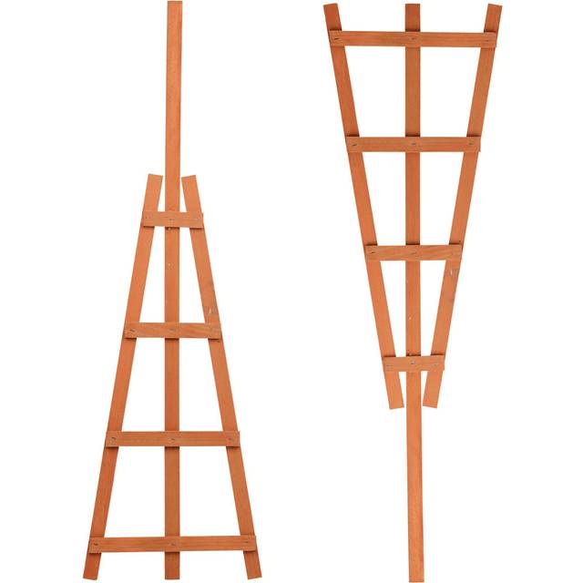 Natural Wooden Potted Climbing Garden Plants Trellis Plant Support Frame Balcony - Brown (70cm H X 22cm W X 0.5cm D)