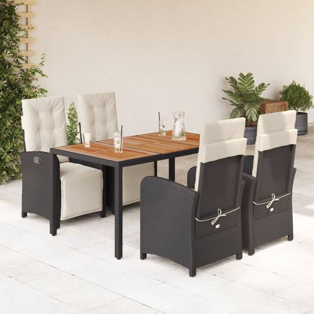 Rectangular 4 - Person 150cm Long Dining Set with Cushions - Brown (4)