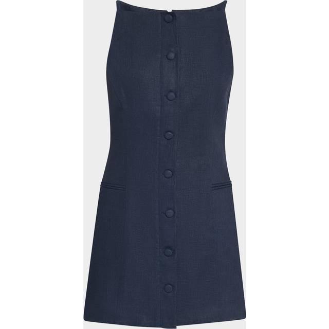 Ambra Button-Front Mini Dress - NAVY - Small
