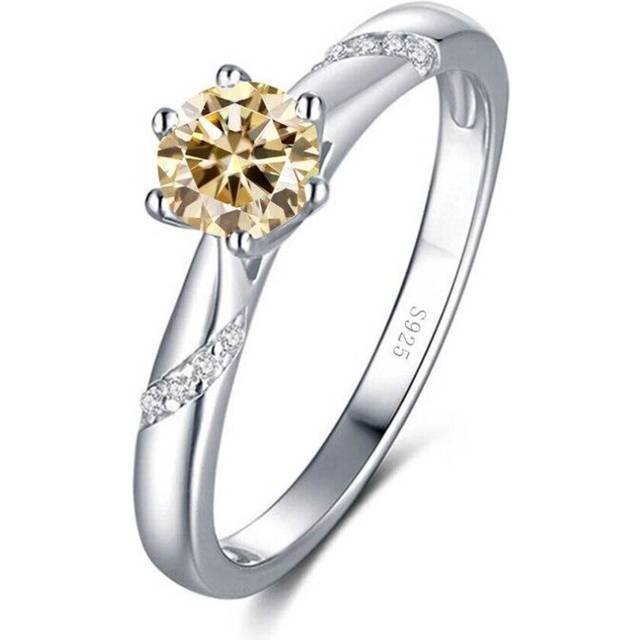(yellow, 5) Bague Ringen Real 1.0 Carat Moissanite Diamond Rings For Women Fine Jewelry 925 Sterling Silver Engagement Wedding Lady Anillo