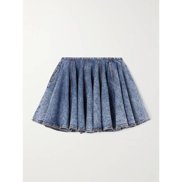 Alaïa - Pleated Denim Mini Skirt - Blue - FR 46