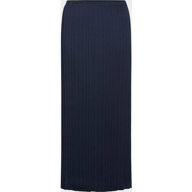 Pleated Straight Pull-On Midi Skirt - COASTAL BLUE - Small