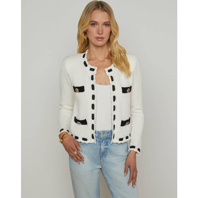 L'AGENCE Astor Cardigan In Ivory/Black - XL