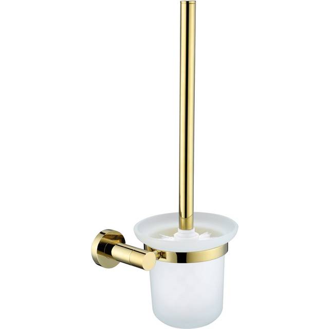 Drumourne Wall-Mounted Toilet Brush and Holder - Gold (33.6cm H X 14.4cm W X 12cm D)