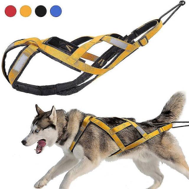 (Yellow, XL) Dog Sledding Weight Pulling Harness Reflective for Pets Training