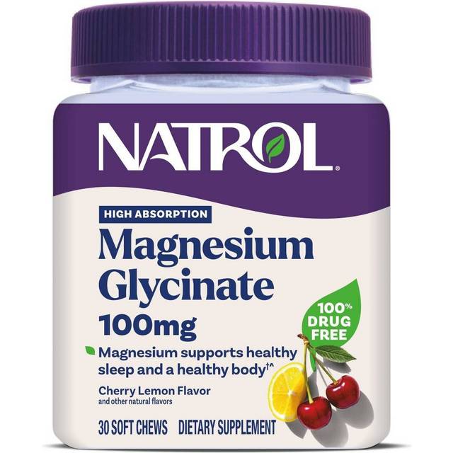 Natrol  Magnesium Glycinate  High Absorption  Cherry Lemon  100 mg  30 Soft Chews