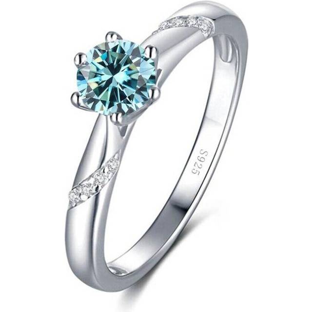 (blue, 8) Bague Ringen Real 1.0 Carat Moissanite Diamond Rings For Women Fine Jewelry 925 Sterling Silver Engagement Wedding Lady Anillo