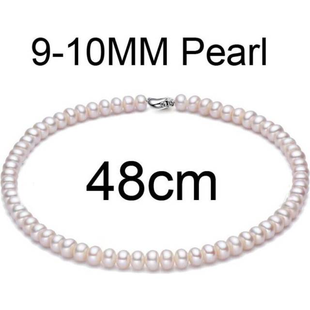 (white, 48cm) Lsooyh 9-10mm Natural Freshwater Pearl Necklace For Women White Pearl Jewelry Choker Necklace