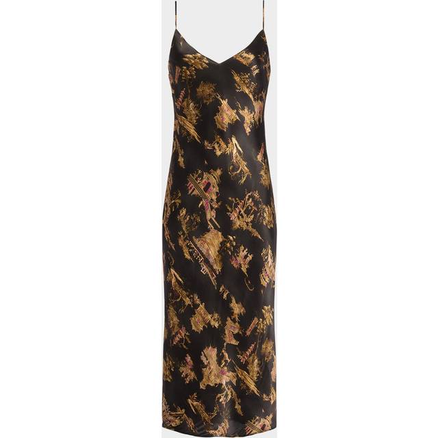 Seridie Mid-Length Slip Dress - BLACK MULTI CHINOISERIE - 0