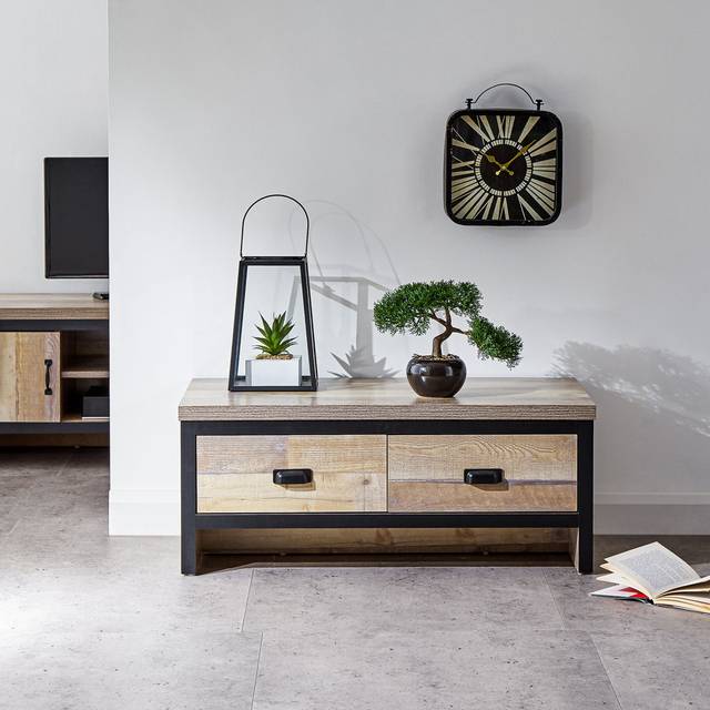Mission Creek Sled Coffee Table with Storage - Oak (35.5cm H X 87cm W X 48cm D)
