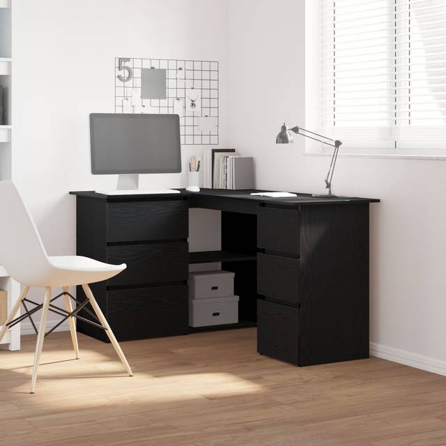 Corner Desk Black Oak Engineered Wood Large Corner Desk Other - Black oak (76cm H X 145cm W X 100cm D)