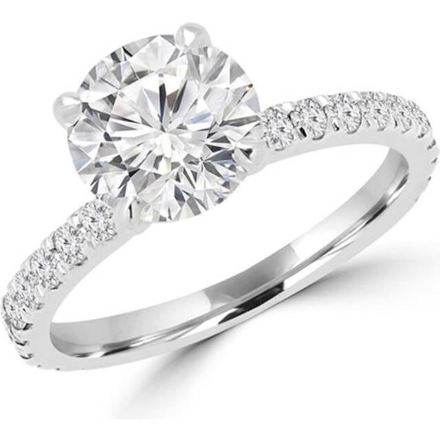 Majesty Diamonds MD160121-4.5 2 CTW Round Cut Multi-Stone Diamond Engagement Ring in 14K White Gold, Size 4.5