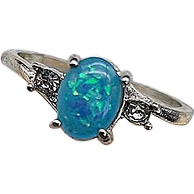(9, Blue) 2025 New Upgraded White Fire Opal Ring for Women Wedding Party Silver Rings Jewelry Size 6-10 (XL)