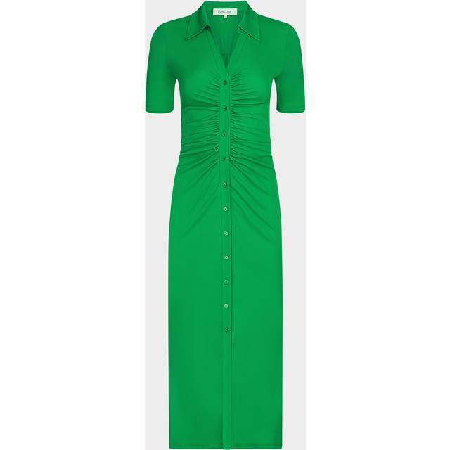 Zoey Ruched Bodycon Jersey Midi Shirtdress - SIGNATURE GREEN - X-Small