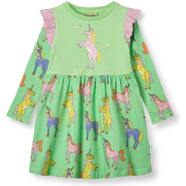 Småfolk Unicorns Långärmad Klänning Minty Green Tea | Grön | 2-3 years