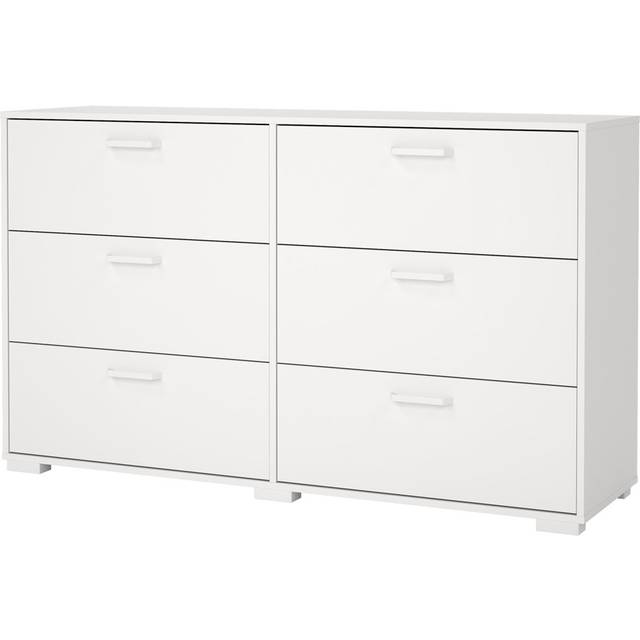 Beore Double Dresser 6 Drawers Jackson Hickory - White (82.7cm H X 138.7cm W X 39.8cm D)