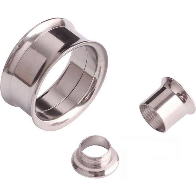 (white, 8mm) 2x 316l Steel Body Piercing Jewelry Double Flares Screw Ear Expander Flesh Tunnel Plugs Ear Gauges