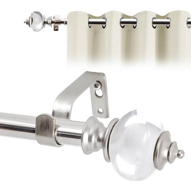 Adjustable 122cm to 213cm 1.9cm Single Curtain Pole - Silver