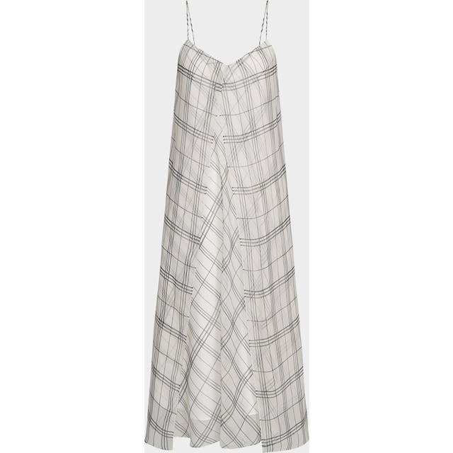 Sleeveless Sheer Plaid Midi Dress - OFF WHITEGREY - XX-Small