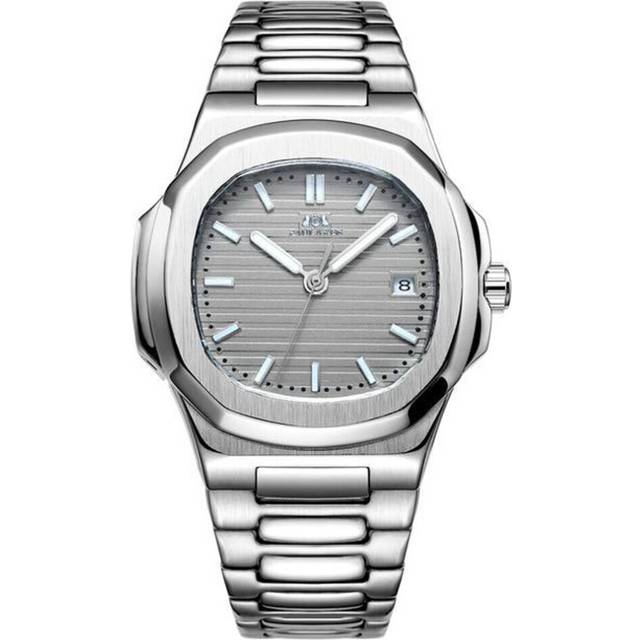 (grey) Paulareis Men Automatic Self Wind Mechanical Luminous Stainless Steel Blue Grey Coffe Black White Dial Simple Business Watch