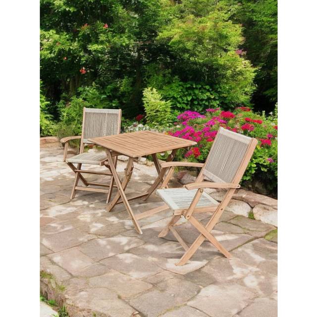 Square 2 - Person 70cm Long Bistro Set - Beige (2)