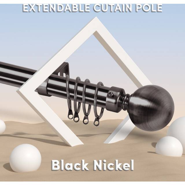 Almera Adjustable Curtain Pole Set - Black Nickel (12cm H x 252cm W x 12cm D)