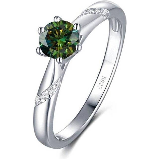 (green, 7) Bague Ringen Real 1.0 Carat Moissanite Diamond Rings For Women Fine Jewelry 925 Sterling Silver Engagement Wedding Lady Anillo