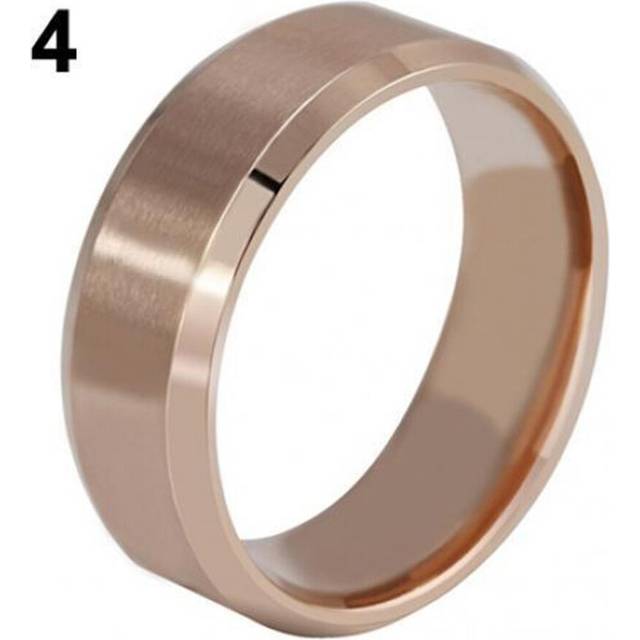 (rose gold, US 8) 8mm Men's Women's Fashion Titanium Steel Polished Band Ring Wedding Jewelry