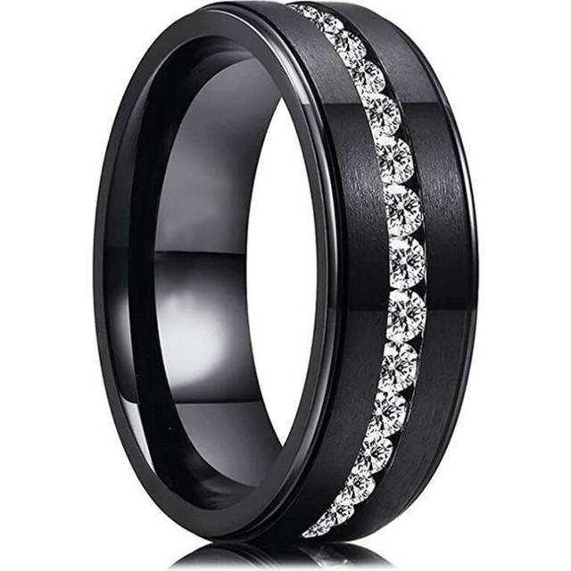 (black, 9) Titanium Steel Rhinestone Ring Jewelry Wedding Rings For Women Men