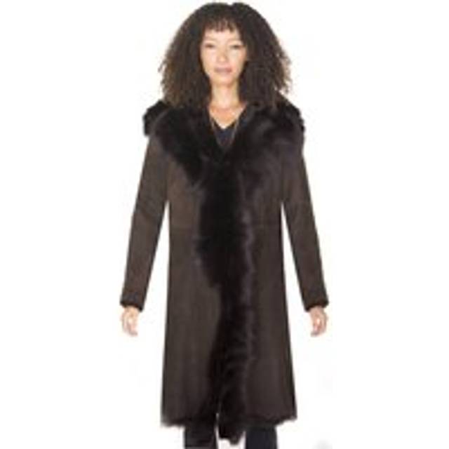 Womens Toscana Sheepskin Suede Trench Coat-Rochester - Brown - 16
